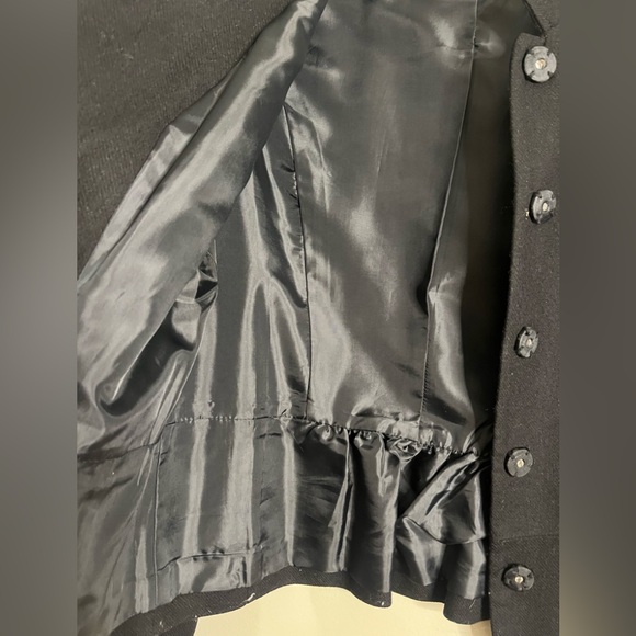 Halogen Black Ruffle Blazer Wool Tailored Classic Buttons Lined Work Event Coat - Picture 8 of 11